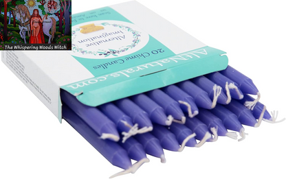 Set of 20 Purple, Unscented, 4 Inch Tall Chime Candles (Altar, Spell)