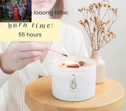 Aries, Leo, Sagittarius Gifts for Women - 12Oz Wood Wick Candles That Crackle with Crystals and Healing Stones. Healing Crystal Candles for Women Home Scented. Soy Wax, for Zodiac Birthdate