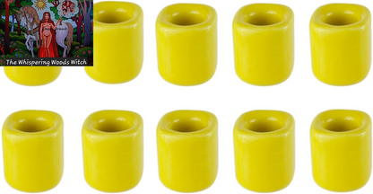10 Pcs Yellow Ceramic Chime Ritual Spell Candle Holders, Great for Casting Chimes, Rituals, Spells, Vigil, Witchcraft, Wiccan Supplies & More