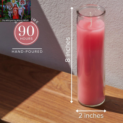 2X8 Inch Pink Devotional Candles in Glass Jar - 3 Pack - 90 Hours – Prayer Candle - Tall Pillar Candles for Religious, Memorials, Party Decor