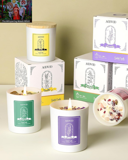 Lavender Scented Candles for Women - Aromatherapy Candle with Crystals Inside, 10Oz Soy Candles for Home Scented, Birthday Gifts Mothers Day Candle for Women Mom