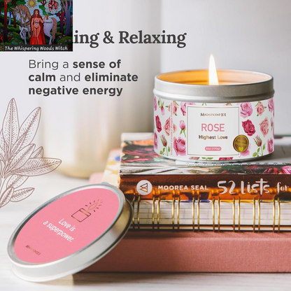 Long Lasting Rose Scented Smudge Candle | 6 Oz - 35 Hour Burn | Soy Wax Candle for Manifestation, Purification & House Energy Cleansing | Love Soars the Heart