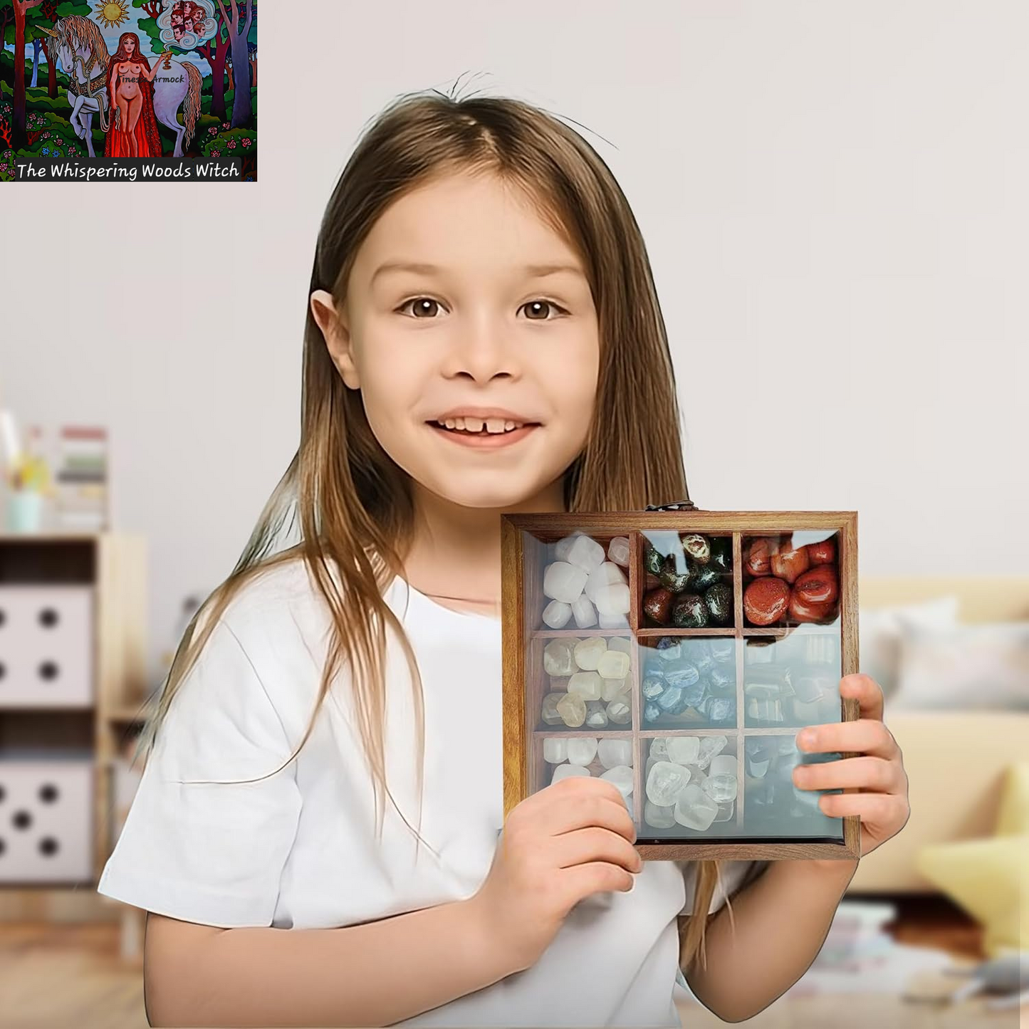 Rock Collection Box | Wooden Crystal Display | Crystal Holder |Crystal Display Case | Crystal and Healing Box |Crystal Display Case(9 Compartment)