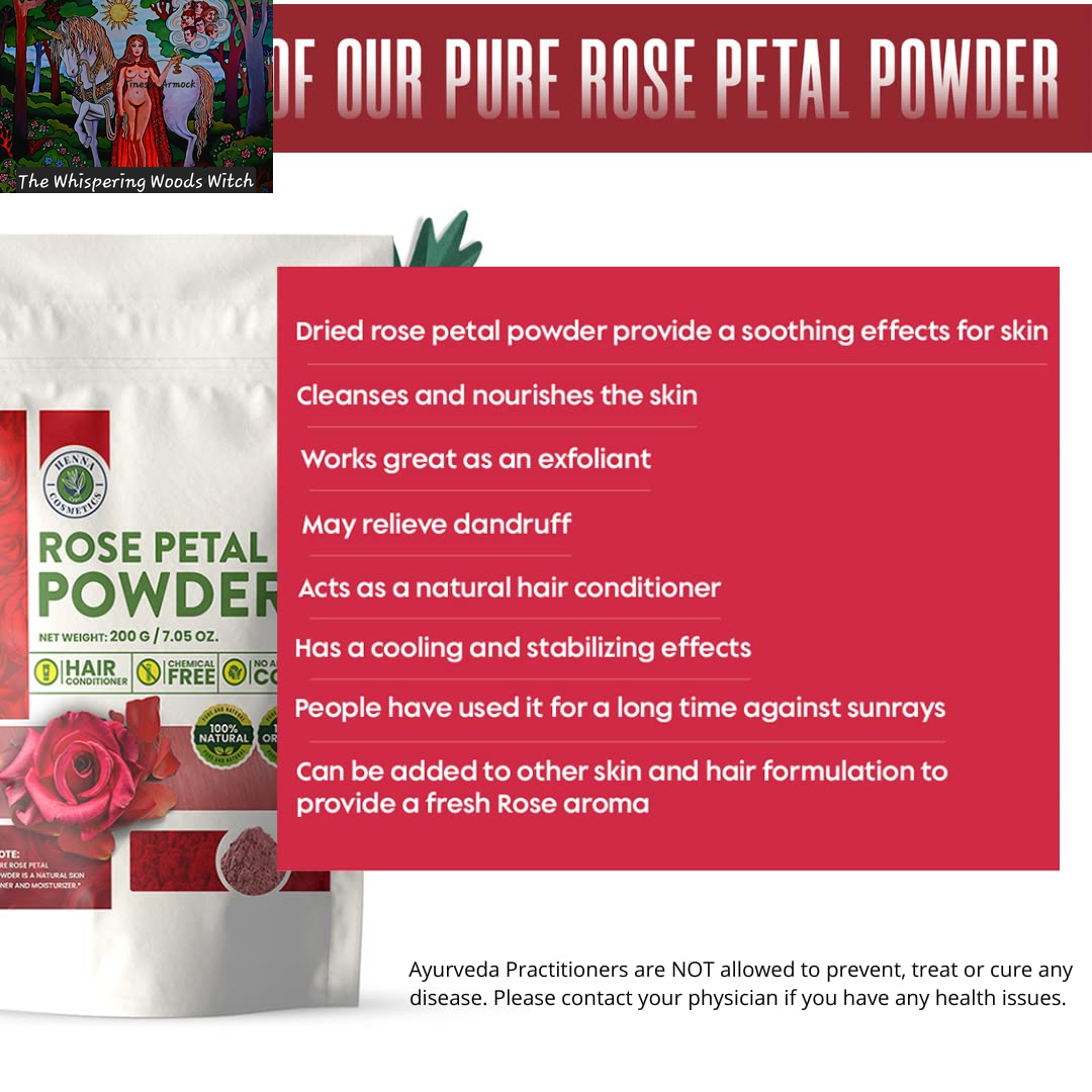 Rose Petal Powder for Facial/Hair Mask Formulation, Skin 100% Organic | 100 Grams (3.53 Ounces)| Henna Cosmetics