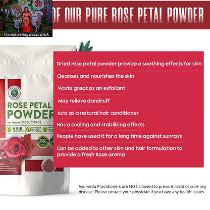 Rose Petal Powder for Facial/Hair Mask Formulation, Skin 100% Organic | 100 Grams (3.53 Ounces)| Henna Cosmetics