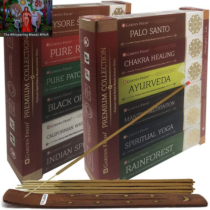 Masala Incense Sticks Variety Pack #2 and Incense Stick Holder Bundle with 12 Handcrafted Fragranaces