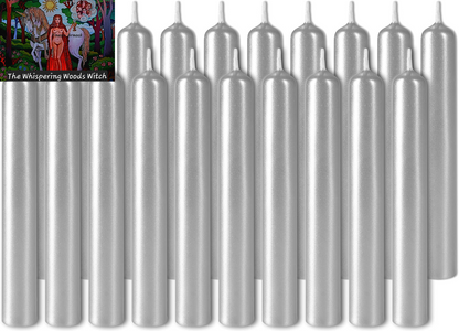 Mini Taper Candles 20 Pcs - Silver - 3¾ X ½ Inches Unscented Candles for Rituals, Spells, Witchcraft, Wedding, Home Decor and Party