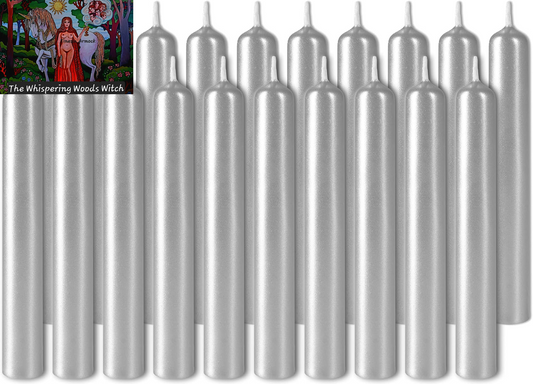 Mini Taper Candles 20 Pcs - Silver - 3¾ X ½ Inches Unscented Candles for Rituals, Spells, Witchcraft, Wedding, Home Decor and Party