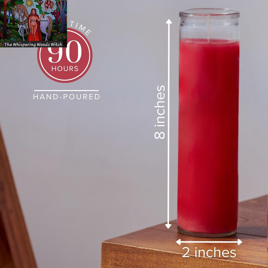 7 Day Red Pillar Candles - Set of 3, 90 Hour Burn Time, Unscented, Religious & Memorial Candles