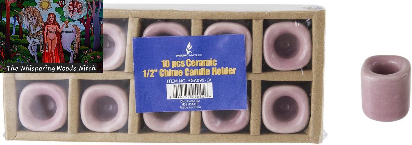10 Pcs Lavender Ceramic Chime Ritual Spell Candle Holders, Great for Casting Chimes, Rituals, Spells, Vigil, Witchcraft, Wiccan Supplies & More