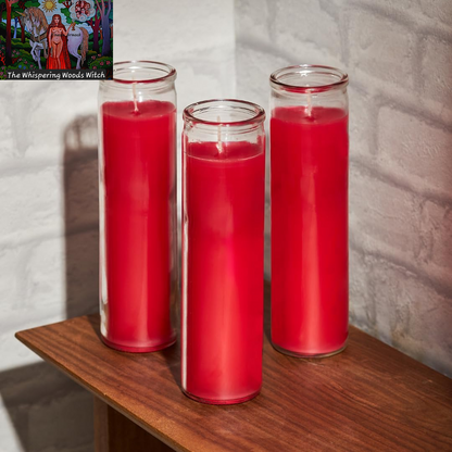 7 Day Red Pillar Candles - Set of 3, 90 Hour Burn Time, Unscented, Religious & Memorial Candles