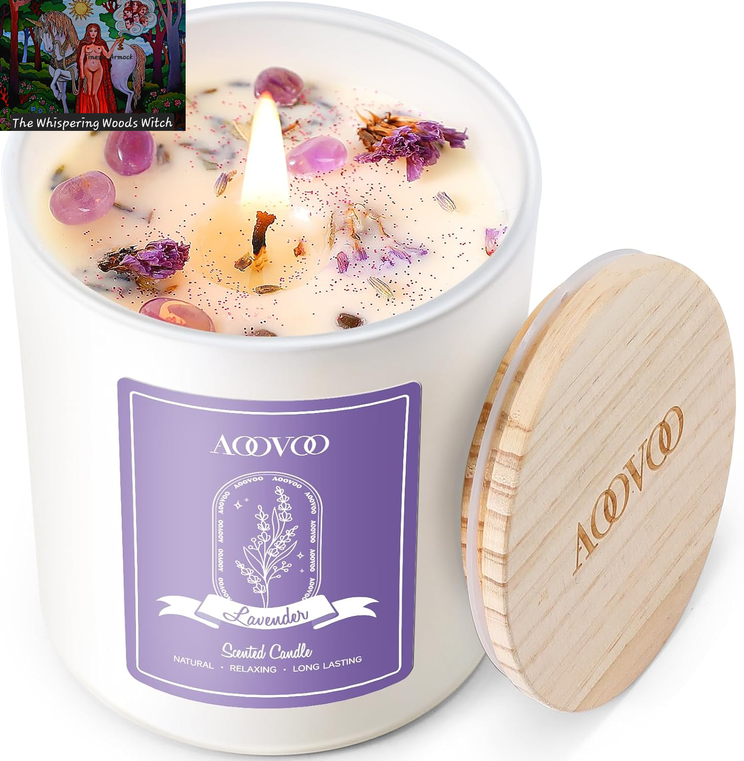 Lavender Scented Candles for Women - Aromatherapy Candle with Crystals Inside, 10Oz Soy Candles for Home Scented, Birthday Gifts Mothers Day Candle for Women Mom