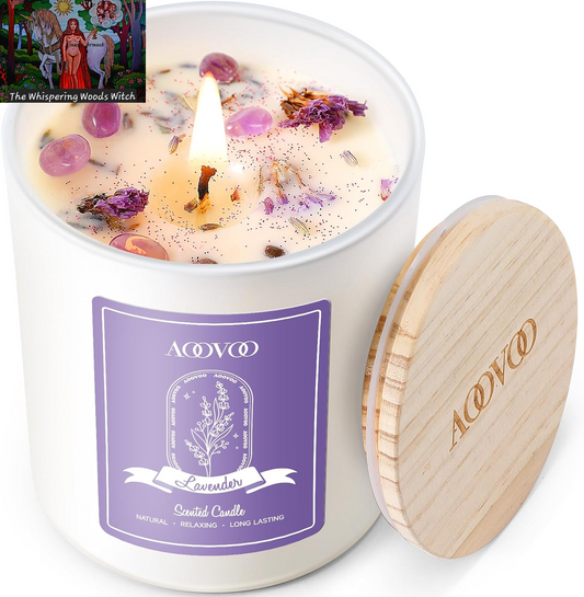 Lavender Scented Candles for Women - Aromatherapy Candle with Crystals Inside, 10Oz Soy Candles for Home Scented, Birthday Gifts Mothers Day Candle for Women Mom