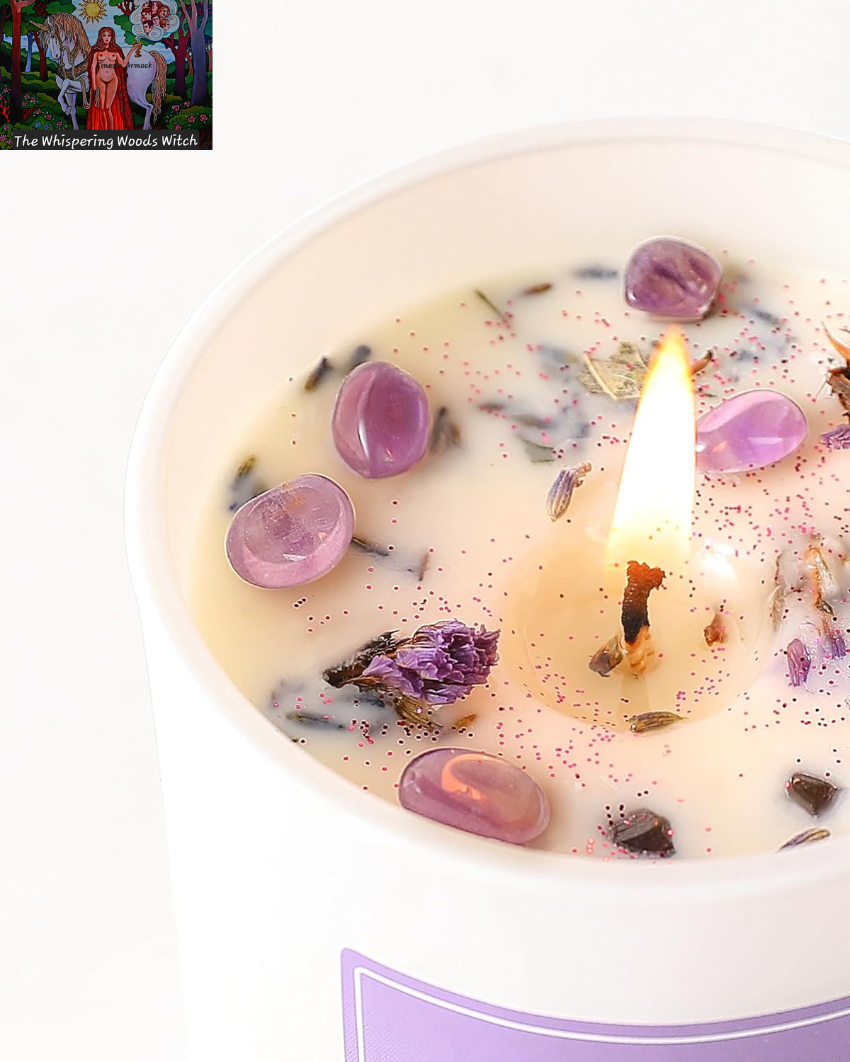 Lavender Scented Candles for Women - Aromatherapy Candle with Crystals Inside, 10Oz Soy Candles for Home Scented, Birthday Gifts Mothers Day Candle for Women Mom