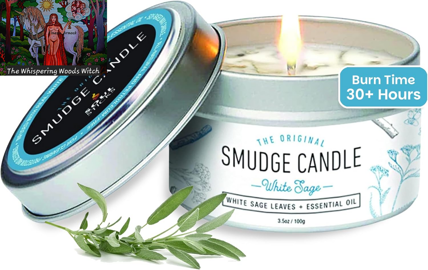 Smudge Candle for Cleansing House, Meditation, Chakra Healing, Aromatherapy | 3.5 Ounce Smudge Candle for Spiritual Cleansing (White Sage)
