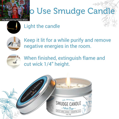Smudge Candle for Cleansing House, Meditation, Chakra Healing, Aromatherapy | 3.5 Ounce Smudge Candle for Spiritual Cleansing (White Sage)