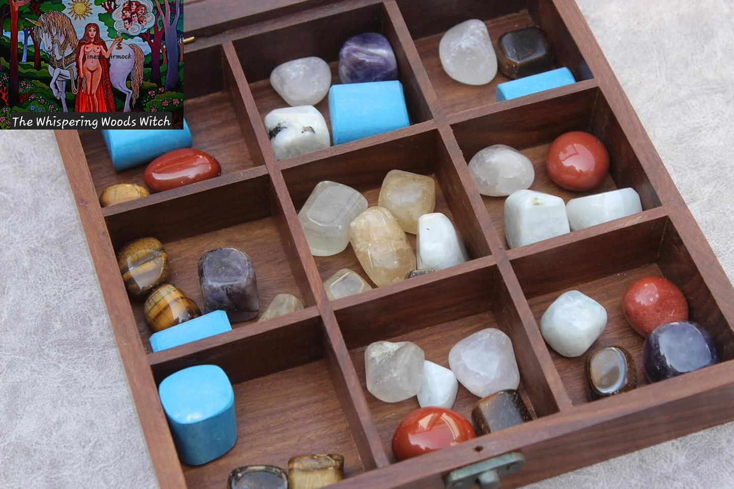 Rock Collection Box | Wooden Crystal Display | Crystal Holder |Crystal Display Case | Crystal and Healing Box |Crystal Display Case(9 Compartment)