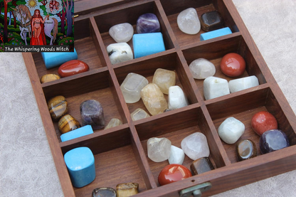 Rock Collection Box | Wooden Crystal Display | Crystal Holder |Crystal Display Case | Crystal and Healing Box |Crystal Display Case(9 Compartment)