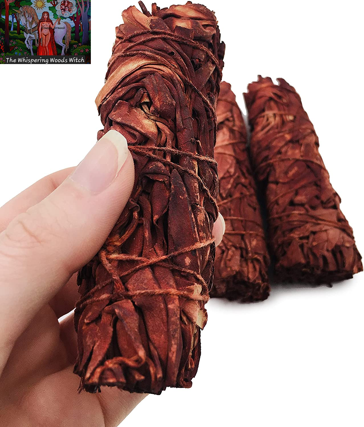 White Sage Bundle with Dragons Blood Incense Resin - Sage Sticks for Spiritual Cleansing, Stress Relief, Witchcraft Supplies, Home Fragrance - 3 Pack