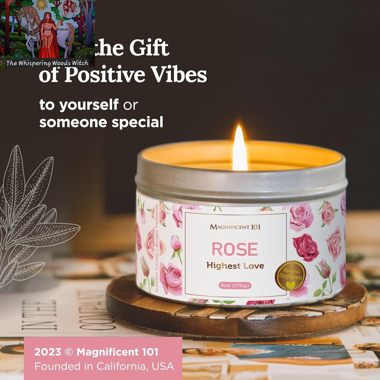 Long Lasting Rose Scented Smudge Candle | 6 Oz - 35 Hour Burn | Soy Wax Candle for Manifestation, Purification & House Energy Cleansing | Love Soars the Heart