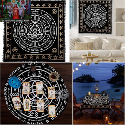 Altar Cloth Pagan Wheel Witchcraft Alter Tarot Spread Top Cloth Wiccan Square Spiritual 36 by 36 Sacred Cloth Pagan Wheel