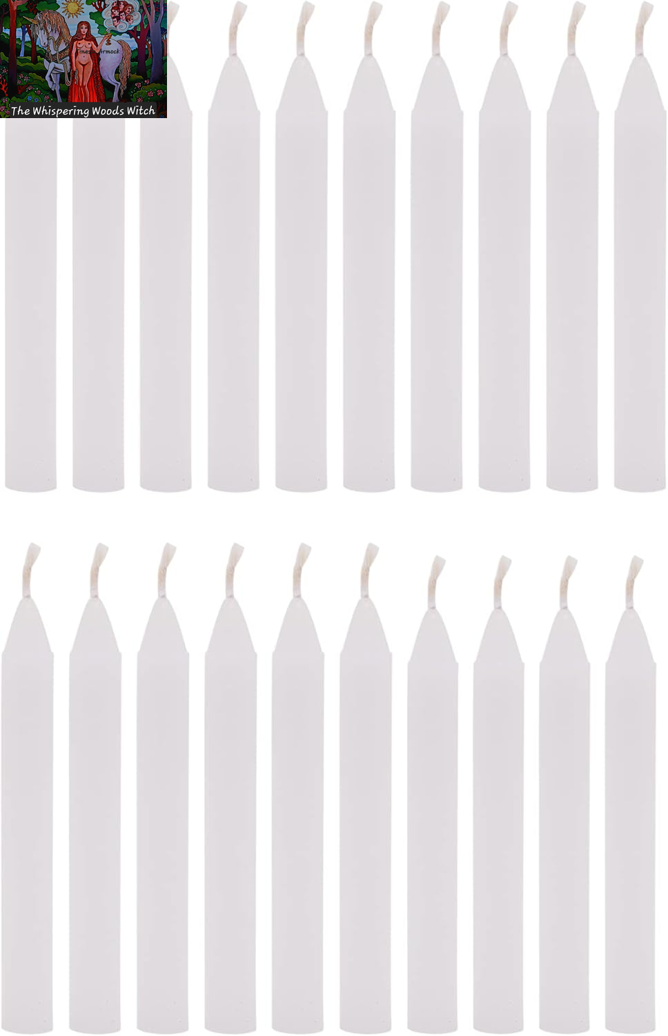 Set of 20 White, Unscented, 4 Inch Tall Chime Candles (Altar, Spell)