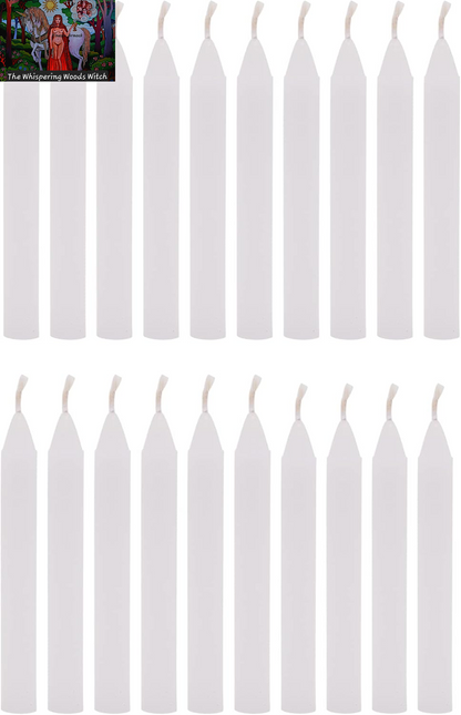 Set of 20 White, Unscented, 4 Inch Tall Chime Candles (Altar, Spell)