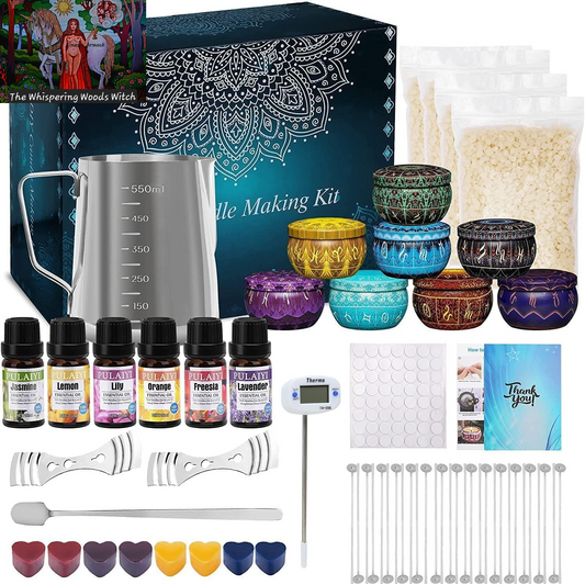 Candle Making Supplies Kit for Adults Kids, DIY Scented Candle Making Kits Including Soy Wax Wicks Scents Oils Dyes Melting Pot Tins Spoon, Festival Gifts for Women