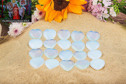 20 Pcs 30Mm Opalite Crystal Tumbled Stone Gemstone Heart Pocket Stone,Healing Plam Crystal,Home Decoration,Chakra Hearling
