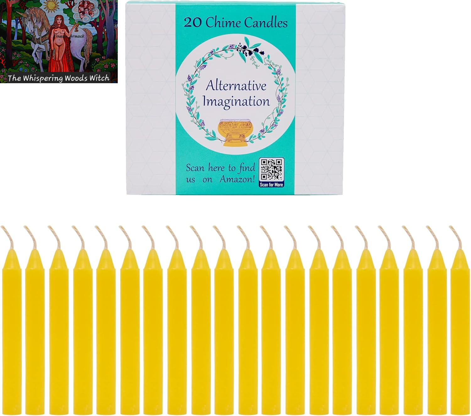 Set of 20 Yellow, Unscented, 4 Inch Tall Chime Candles (Altar, Spell)