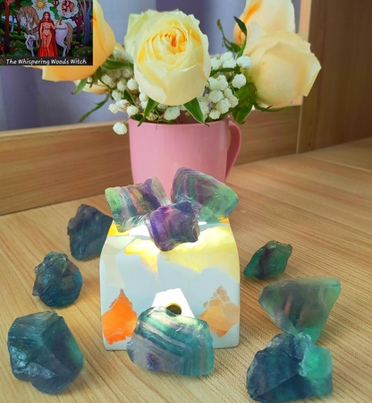 1 Lb Rough Crystals Bulk Raw Rainbow Fluorite Healing Stones for Tumbling, Wire Wrapping, Wicca Reiki,Meditation