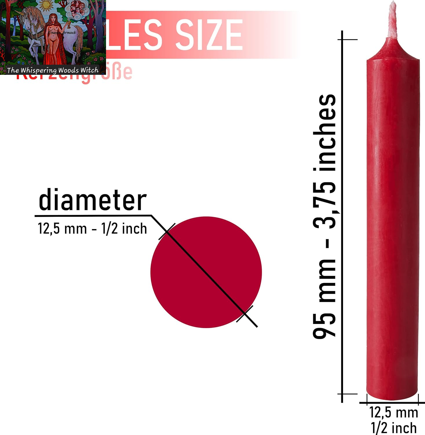 Mini Taper Candles 20 Pcs - Dark Red (Bordeaux) - 3¾ X ½ Inches Unscented Candles for Rituals, Spells, Witchcraft, Wedding, Home Decor and Party