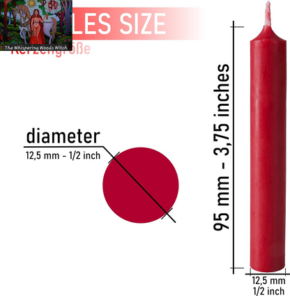 Mini Taper Candles 20 Pcs - Dark Red (Bordeaux) - 3¾ X ½ Inches Unscented Candles for Rituals, Spells, Witchcraft, Wedding, Home Decor and Party