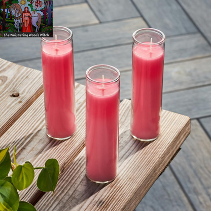 2X8 Inch Pink Devotional Candles in Glass Jar - 3 Pack - 90 Hours – Prayer Candle - Tall Pillar Candles for Religious, Memorials, Party Decor