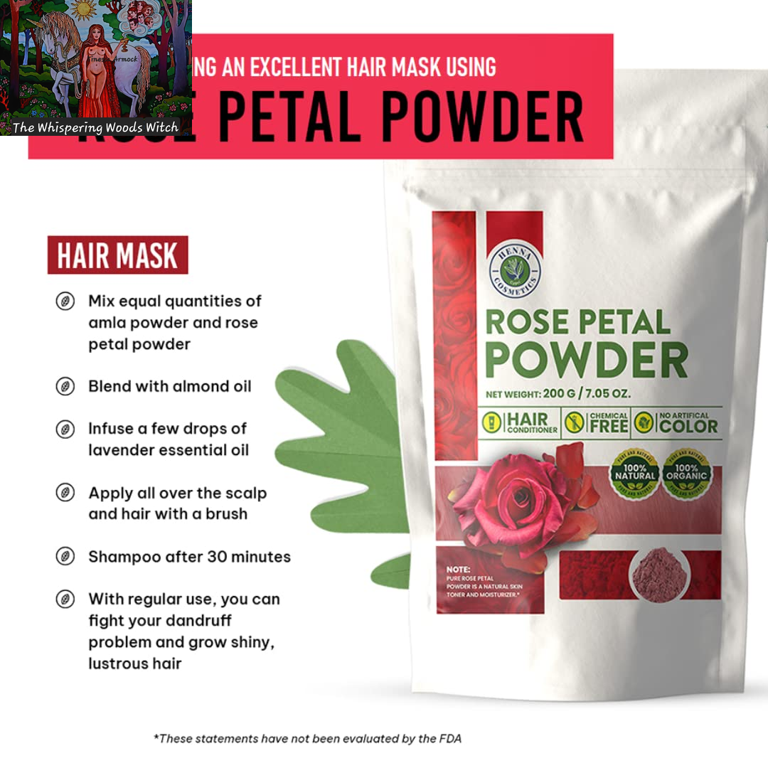 Rose Petal Powder for Facial/Hair Mask Formulation, Skin 100% Organic | 100 Grams (3.53 Ounces)| Henna Cosmetics