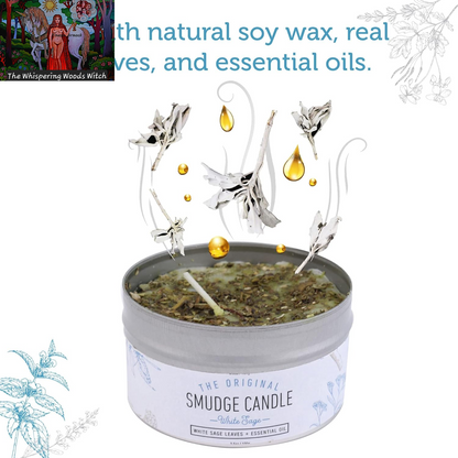 Smudge Candle for Cleansing House, Meditation, Chakra Healing, Aromatherapy | 3.5 Ounce Smudge Candle for Spiritual Cleansing (White Sage)