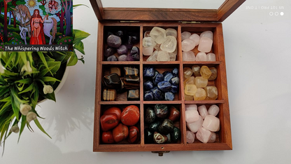 Rock Collection Box | Wooden Crystal Display | Crystal Holder |Crystal Display Case | Crystal and Healing Box |Crystal Display Case(9 Compartment)