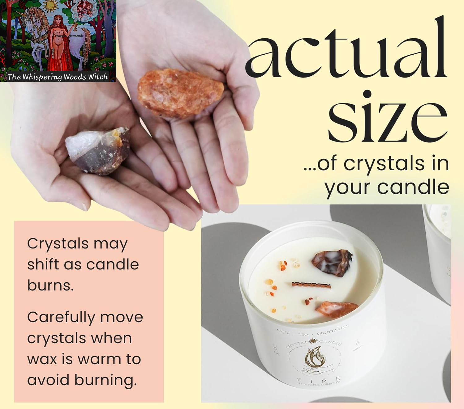 Aries, Leo, Sagittarius Gifts for Women - 12Oz Wood Wick Candles That Crackle with Crystals and Healing Stones. Healing Crystal Candles for Women Home Scented. Soy Wax, for Zodiac Birthdate