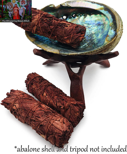 White Sage Bundle with Dragons Blood Incense Resin - Sage Sticks for Spiritual Cleansing, Stress Relief, Witchcraft Supplies, Home Fragrance - 3 Pack