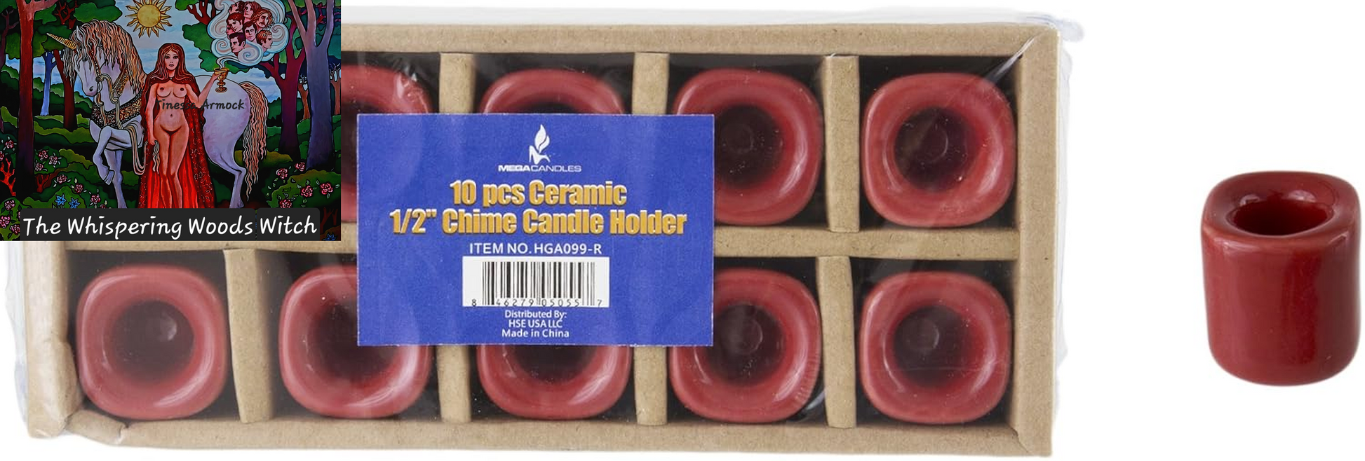 10 Pcs Red Ceramic Chime Ritual Spell Candle Holders, Great for Casting Chimes, Rituals, Spells, Vigil, Witchcraft, Wiccan Supplies & More