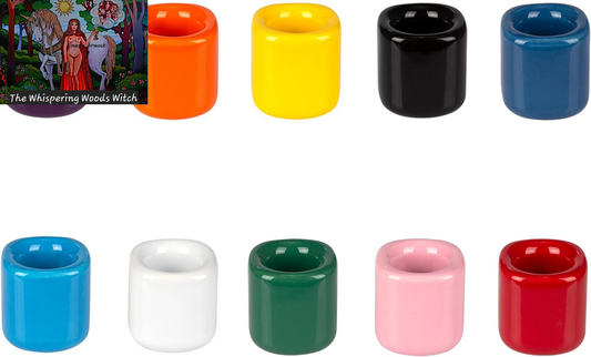 10 Pcs Assorted Colors 1/2 Inch Diameter Ceramic Chime Ritual Spell Candle Holders, Great for Casting Chimes, Meditation, Rituals, Spells, Vigil, Witchcraft, Wiccan Supplies