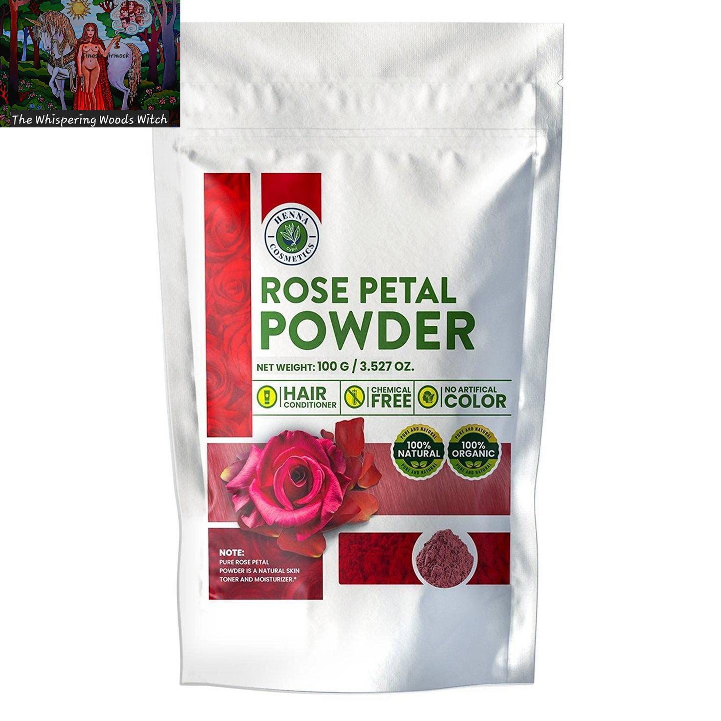 Rose Petal Powder for Facial/Hair Mask Formulation, Skin 100% Organic | 100 Grams (3.53 Ounces)| Henna Cosmetics