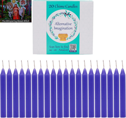 Set of 20 Purple, Unscented, 4 Inch Tall Chime Candles (Altar, Spell)
