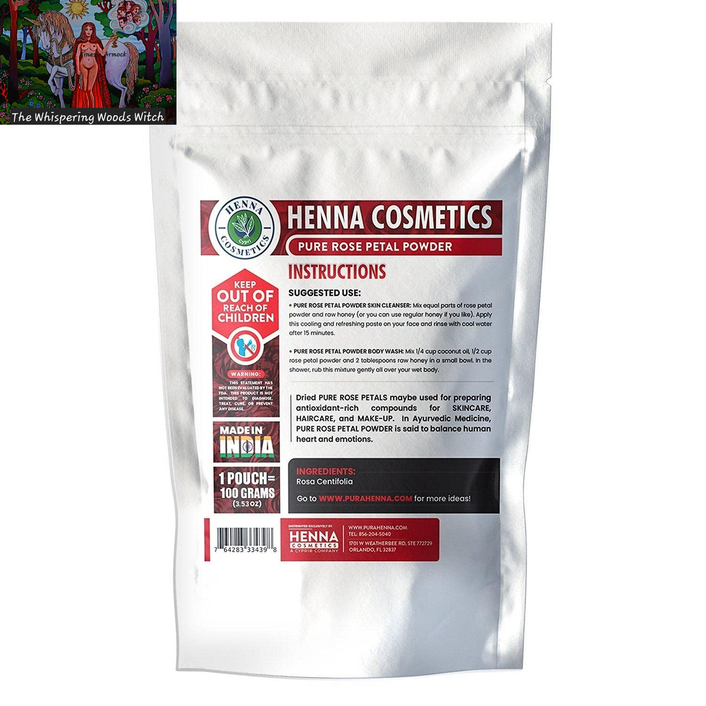 Rose Petal Powder for Facial/Hair Mask Formulation, Skin 100% Organic | 100 Grams (3.53 Ounces)| Henna Cosmetics