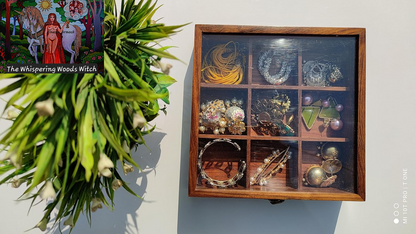Rock Collection Box | Wooden Crystal Display | Crystal Holder |Crystal Display Case | Crystal and Healing Box |Crystal Display Case(9 Compartment)
