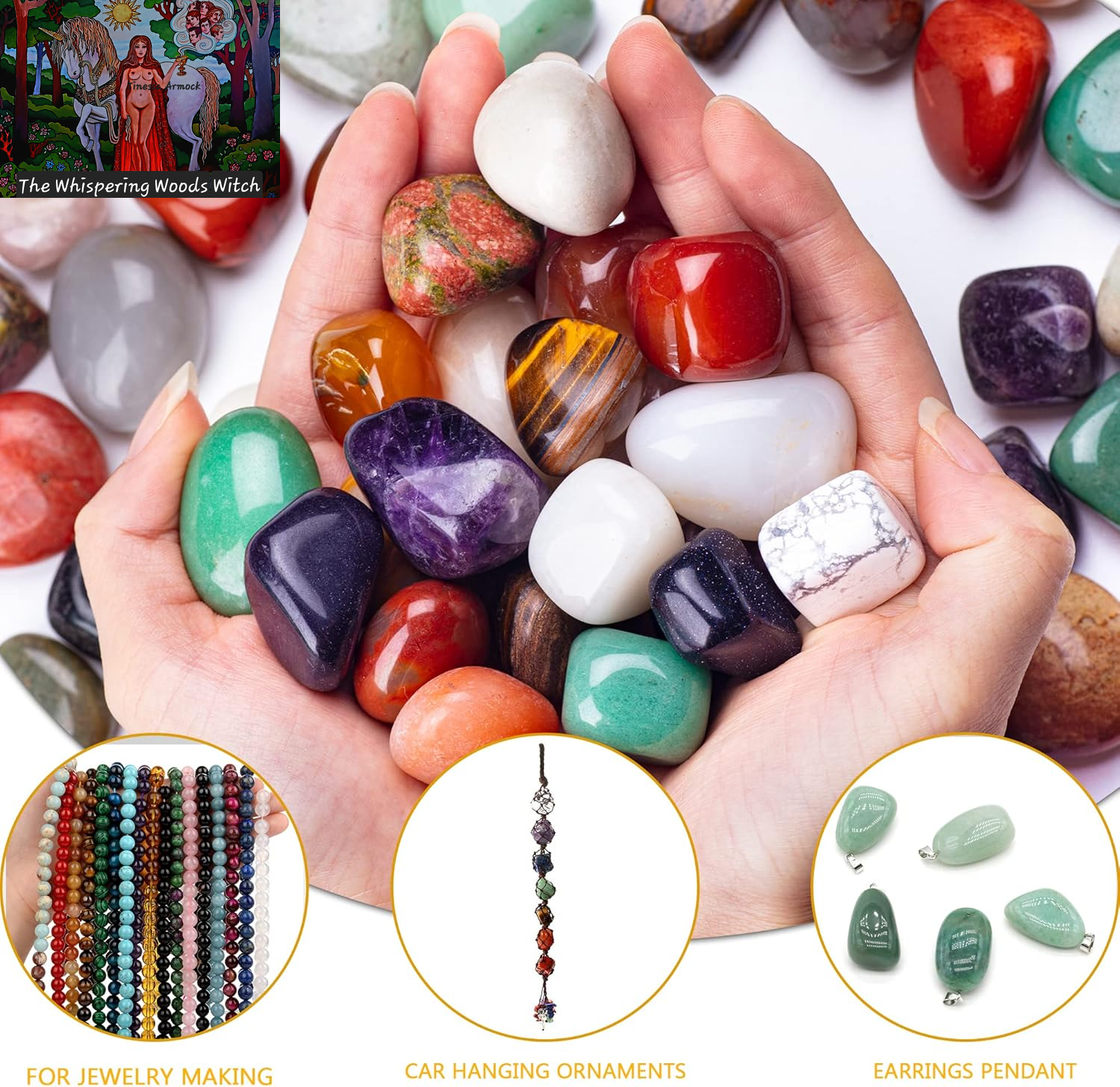 3Lbs Tumbled Crystals Bulk Polished Rocks Stones Healing Crystals and Stones for Tumbling Assorted Gemstone for Jewelry Making Healing Meditation Spiritual and Decor 15MM