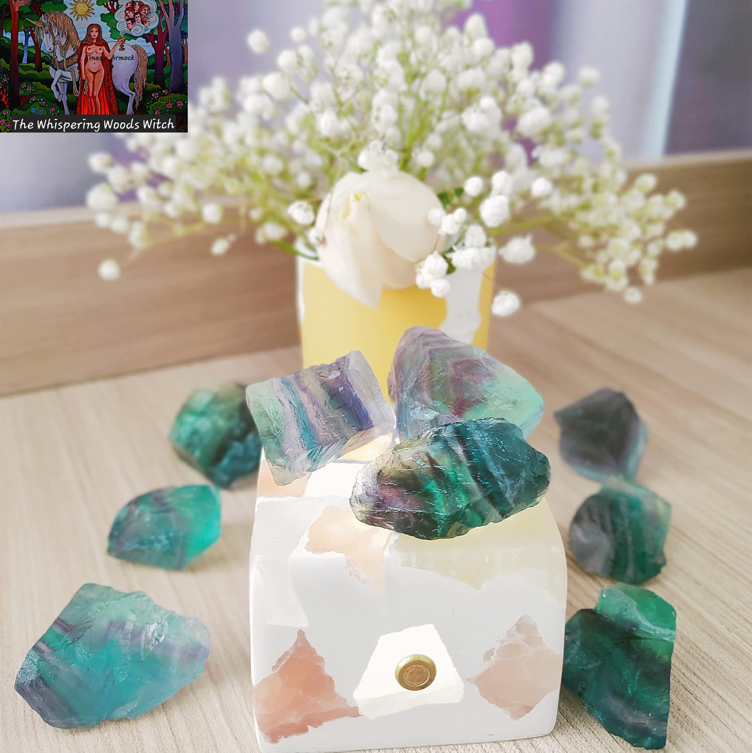 1 Lb Rough Crystals Bulk Raw Rainbow Fluorite Healing Stones for Tumbling, Wire Wrapping, Wicca Reiki,Meditation