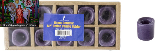 10 Pcs Dark Purple Ceramic Chime Ritual Spell Candle Holders, Great for Casting Chimes, Rituals, Spells, Vigil, Witchcraft, Wiccan Supplies & More