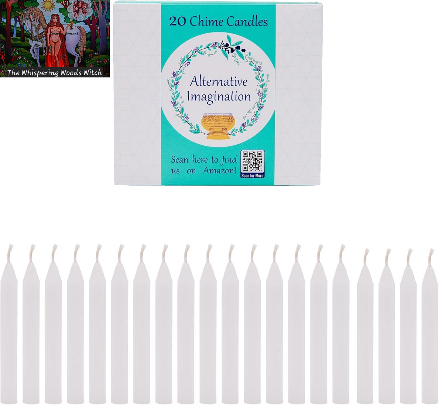 Set of 20 White, Unscented, 4 Inch Tall Chime Candles (Altar, Spell)