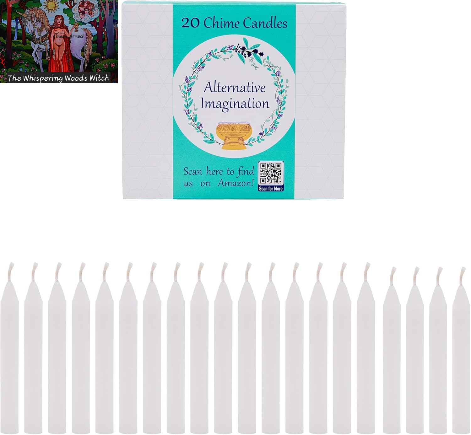 Set of 20 White, Unscented, 4 Inch Tall Chime Candles (Altar, Spell)